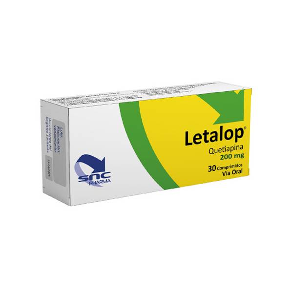 Letalop Quetiapina 200mg x 30 Comprimidos - SNC Pharma