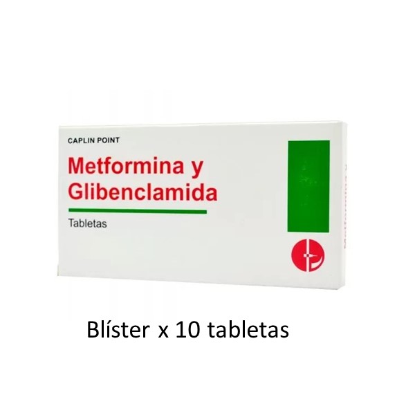 Metformina+Glibenclamida 500mg/5mg x 10 Tabletas - Caplin Point