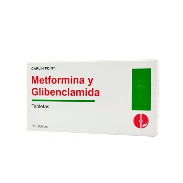 Metformina+Glibenclamida 500mg/5mg x 30 Tabletas - Caplin Point