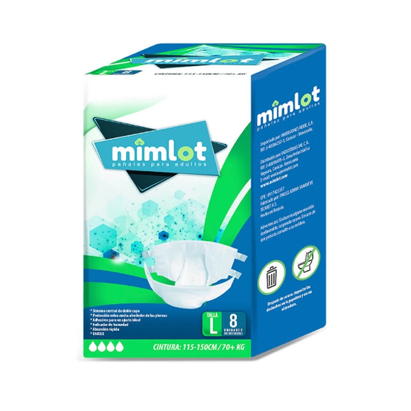 Mimlot Pañal Para Adulto Talla L x 8 Unidades
