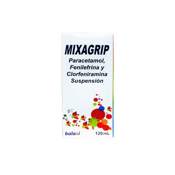 Mixagrip Fenilefrina+Clorfeniramina+Paracetamol Jarabe Pediátrico 120ml - Balaxi