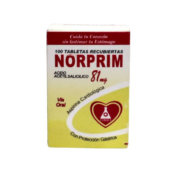 Norprim Ácido Acetilsalicílico 81mg x 100 Tabletas - Farqui