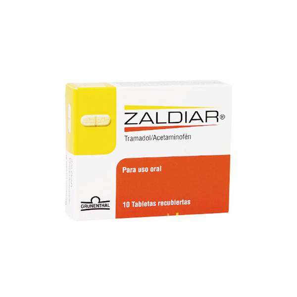Zaldiar Acetaminofén+Tramadol 37.5mg/325mg x 10 Tabletas - Grunenthal