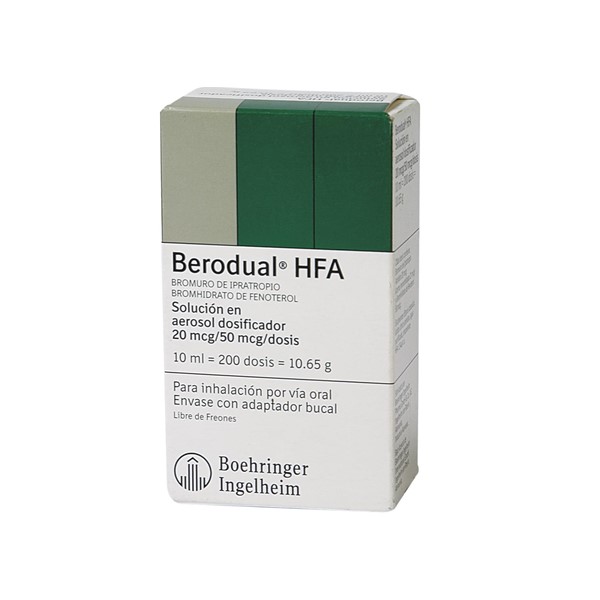 Berodual HFA Bromuro De Ipratropio+Fenoterol Inhalador 20-50 Mcg / 200 Dosis - Boehringer
