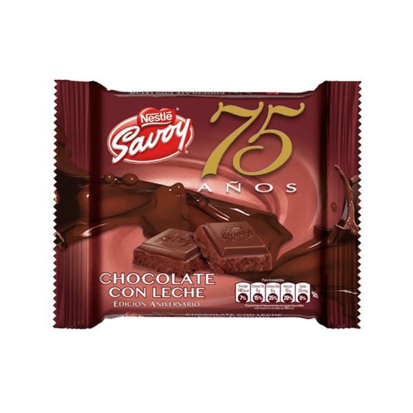 Savoy 75 Años Chocolate Con Leche 100g