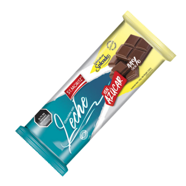 St.Moritz Chocolate De Leche Sin Azúcar 44 % Cacao Endulzado Con Splenda 100g