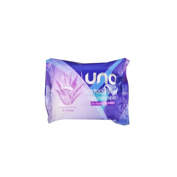 Uno Toallas Húmedas Desmaquillantes Azul x 25 Unidades
