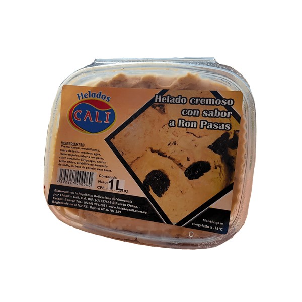 Cali Helado Cremoso Sabor A Ron Con Pasas 1L