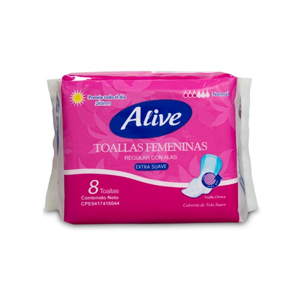 Alive Toallas Femeninas Día x 8 Unidades