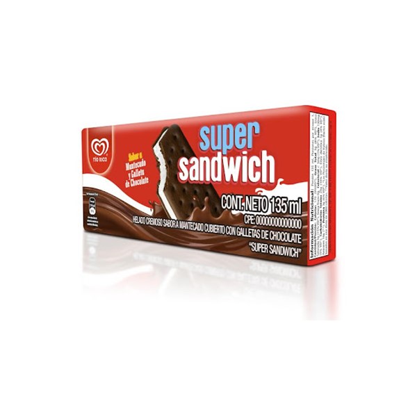 Tio Rico Helado Sandwich Mantecado Y Galleta De Chocolate 135ml