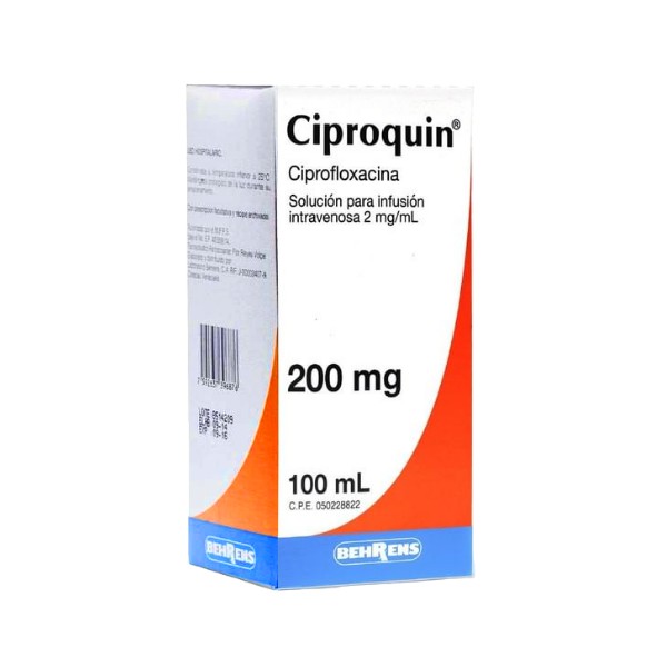 Ciproquin Ciprofloxacina Ampolla 200mg/100ml I.V - Behrens