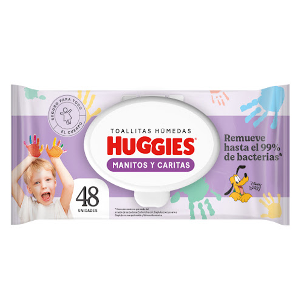 Huggies Toallas Húmedas Manitos Y Cara x 48 Unidades