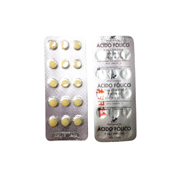 Ácido Fólico 5mg x 15 Tabletas - Profarmacos