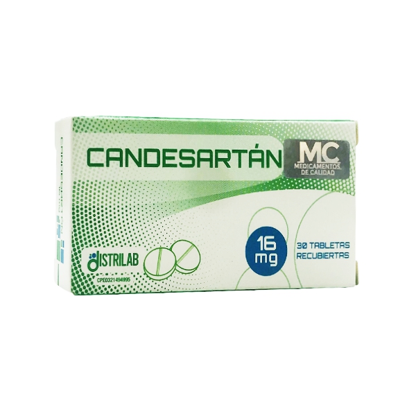 Candesartán 16mg x 30 Tabletas Distrilab