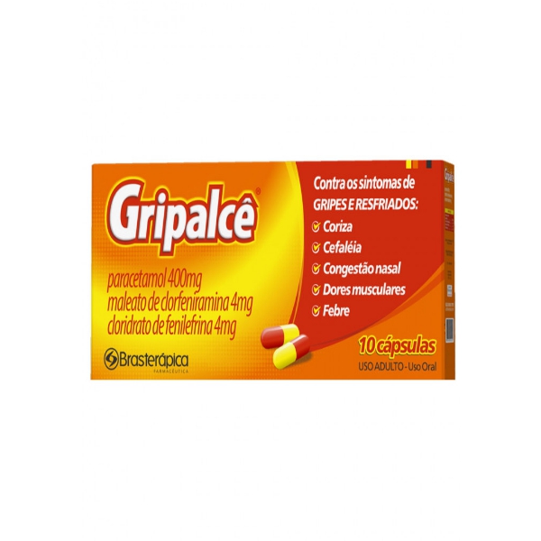 Gripalce Clorfeniramina+Fenilefrina+Paracetamol x 10 Cápsulas Brasterapica