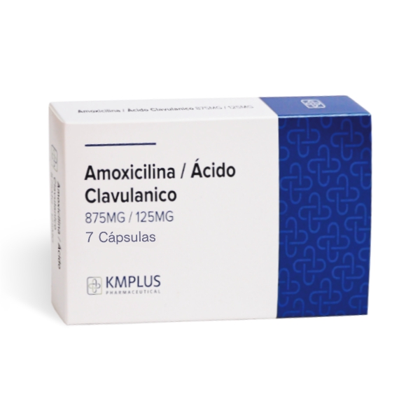Amoxicilina + Ácido Clavulánico 875mg/125mg X 7 Cápsulas Kmplus