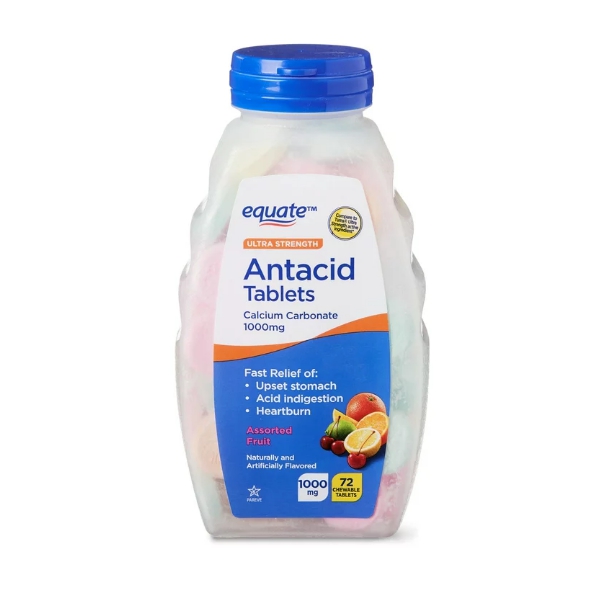 Antacid Carbonato de Calcio 1000mg x 72 Tabletas Equate