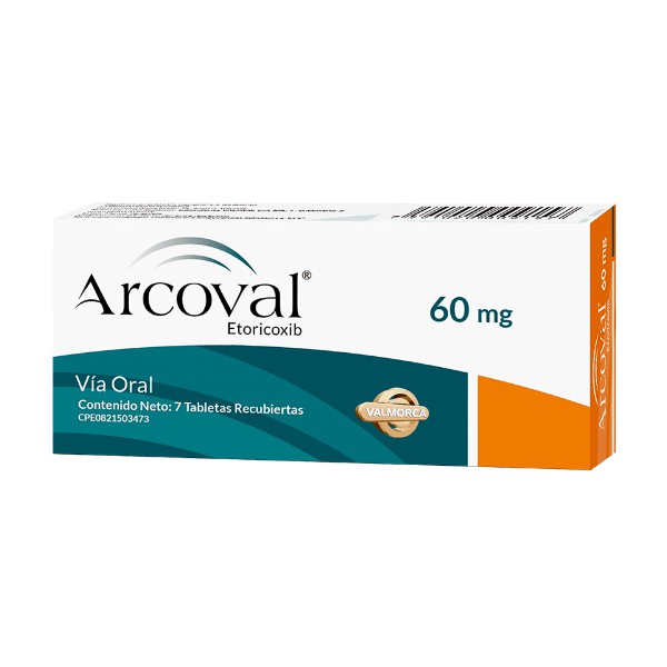 Arcoval Etoricoxib 60mg X 7 Tabletas Valmorca