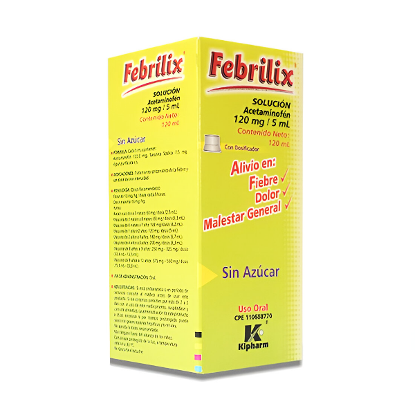 Febrilix Acetaminofén+Clorfeniramina Suspensión 120mg/5ml x 120ml Kiphrm