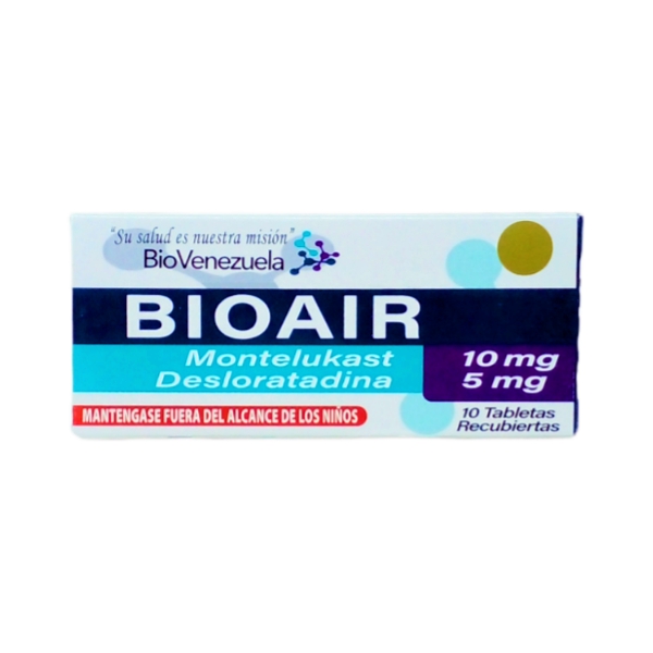 Bioair Montelukast+Desloratadina 10Mg/5Mg X 10 Tabletas Biovenezuela
