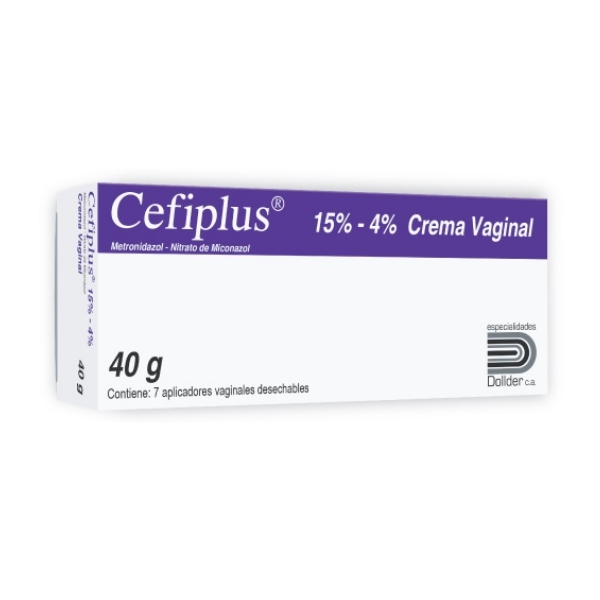 Cefiplus Metronidazol+Miconazol 15%-4% Crema Vaginal 7 Aplicadores X 40Gr. Dollder