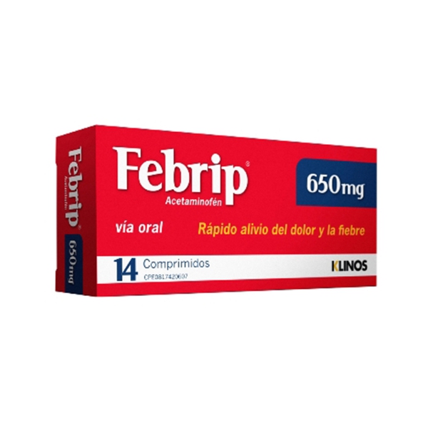 Febrip Acetaminofén 650Mg X 7 Comprimidos Klinos