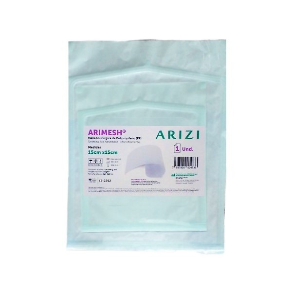Malla Quirurgica polipropileno PP 15Cmx15Cm No Absorbible Arizi