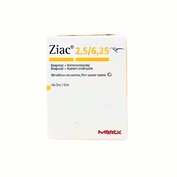 Ziac Bisoprolol+Hidroclorotiazida 2.5Mg/6.25Mg X 30 Tabletas . Merck