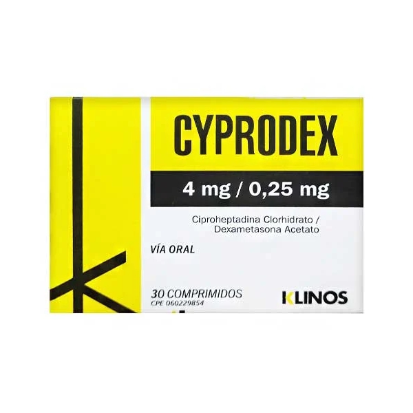 Cyprodex Ciproheptadina + Dexametasona 4mg/0.25mg x 30 Comprimidos - Klinos
