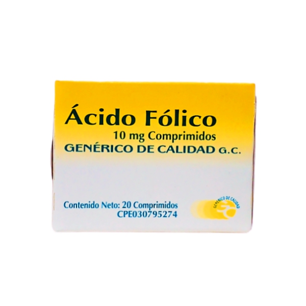 Ácido Fólico 10Mg X 20 Comprimidos Gc
