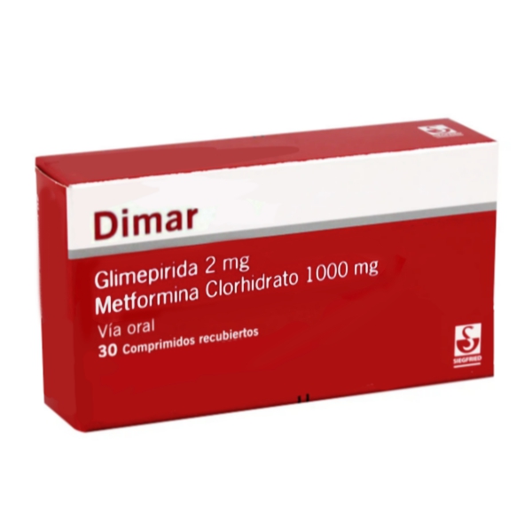 Dimar Glimepiride+Metformina 2Mg/1000Mg X 30 Comprimidos Siegfried