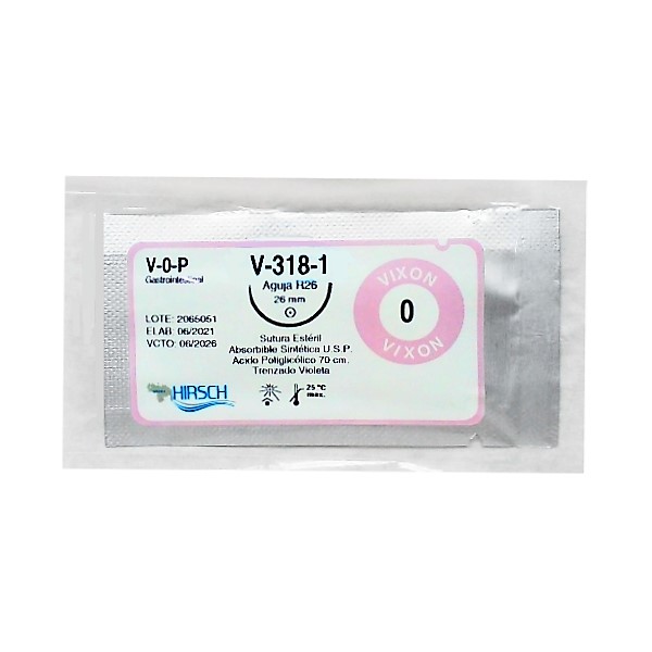 Sutura Vicryl 0 Aguja Curva/No Cortante/Absorbible V-318-1 Hirsch