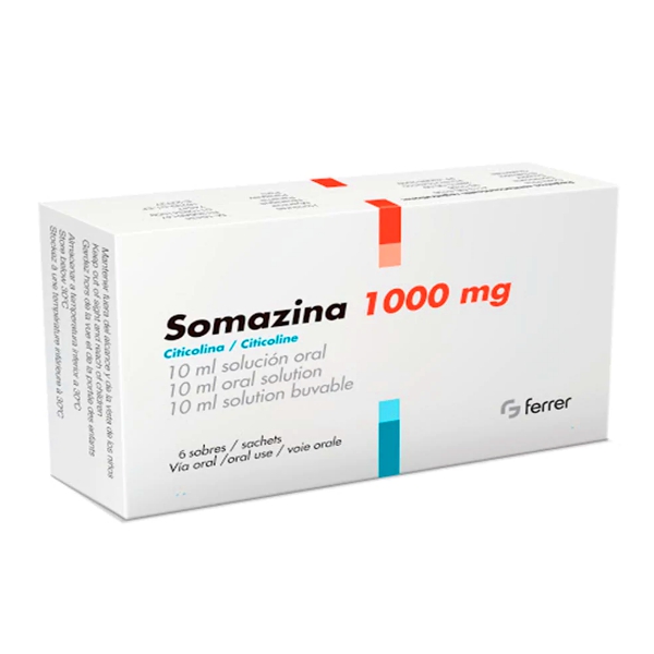 Somazina Citicolina Solución Oral 1000Mg/10Ml X 6 Sobres. Ferrer