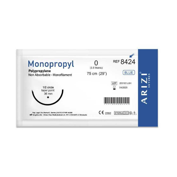 Sutura Prolene 0 Aguja Curva Cortante No Absorbible 36MM R-8424 Arizi