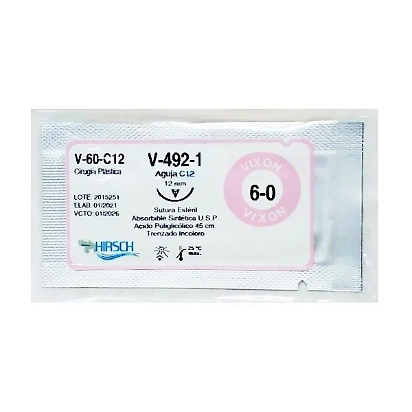 Sutura Vicryl 6-0 Aguja Curva/Cortante/Absorbible Hirsch