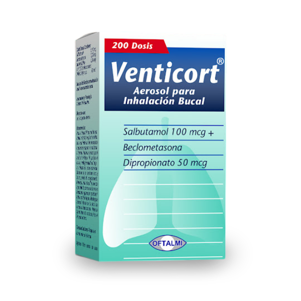 Venticort Salbutamol+Beclometasona Inhalador 100/50Mcg 200Dosis Oftalmi