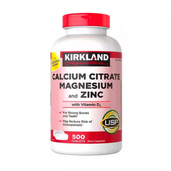 Calcio+Magnesio+Zinc+Vitamina D3 X 500 Tabletas Kirkland