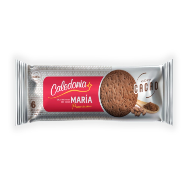 Caledonia Galletas Maria Cacao X 6 Unididades 168Gr.