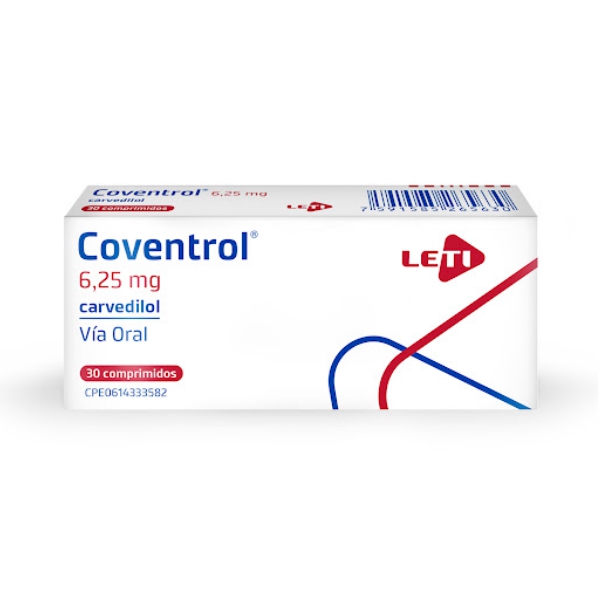 Coventrol Carvedilol 25Mg X 30 Comprimidos Leti
