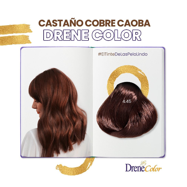 Drene Color Tinte 4.45 Castaño Cobre Caoba.50Ml - Imagen 2