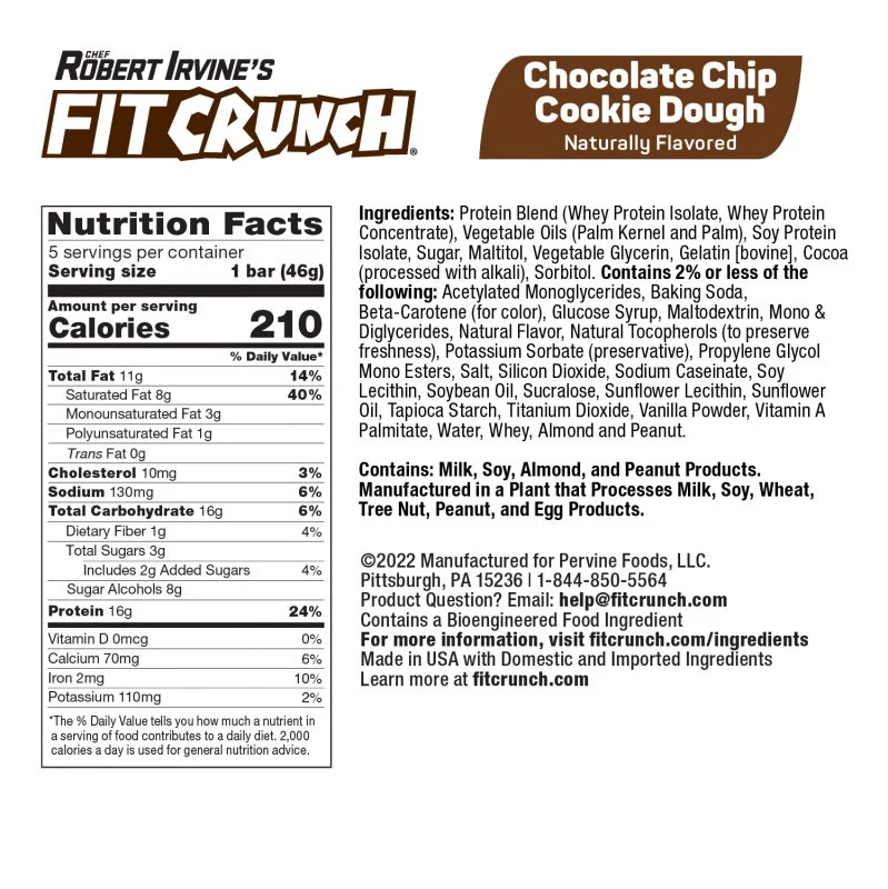 Fit Cunch Protein Barra Choco Chip 46Gr. - Imagen 2