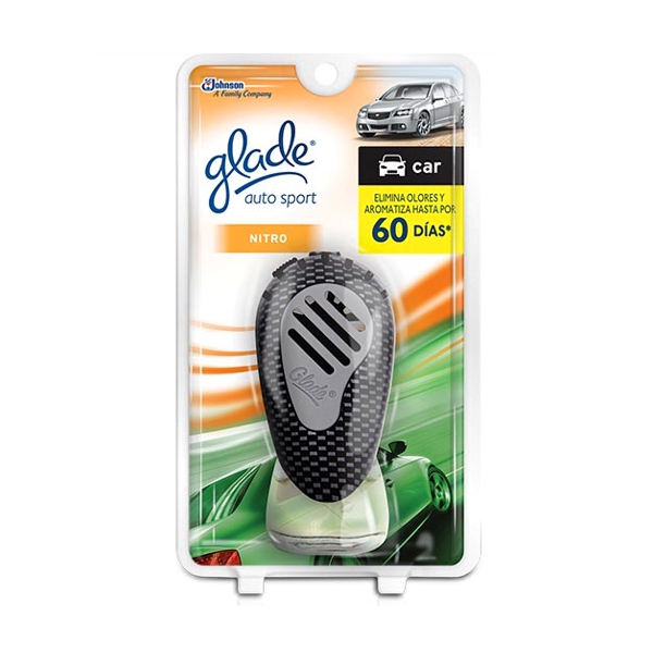 Glade Ambientador Car Auto Sport-Nitro 1Aplicador-1 Recipiente 7Ml