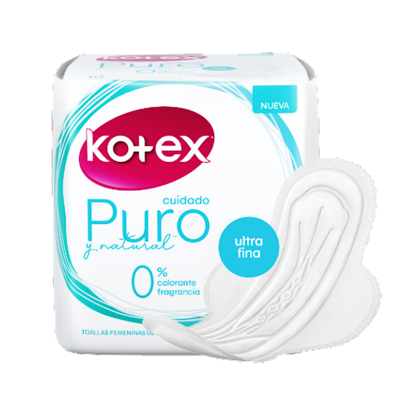Kotex Toallas Femeninas Puro Y Natural X 10 Unidades