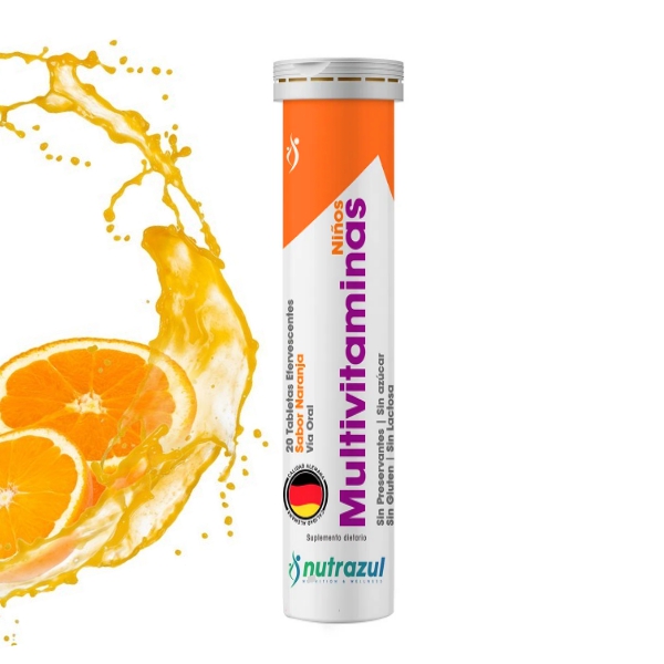 Multivitaminas Niños Sabor Naranja X 20 Tabletas Efervescentes Nutrazul