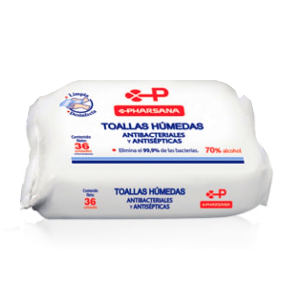 Pharsana Toallas Húmedas Antibacteriales X 36 Unidades