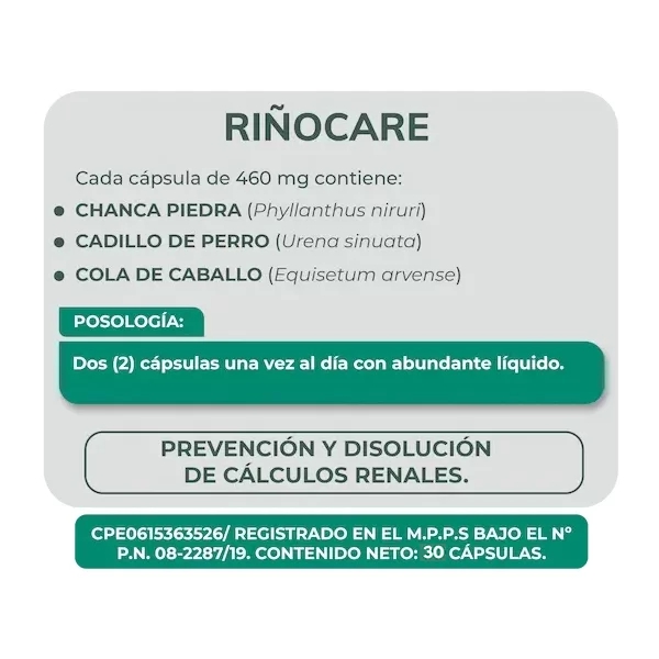 Riñocare X 30 Cápsulas Herbaplant - Imagen 2