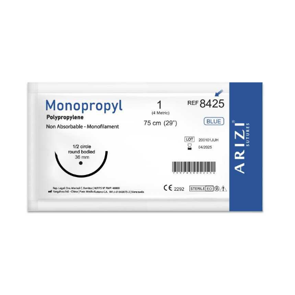 Sutura Prolene 1 Aguja Curva/No Cortante/No Absorbible 36MM R-8425Arizi