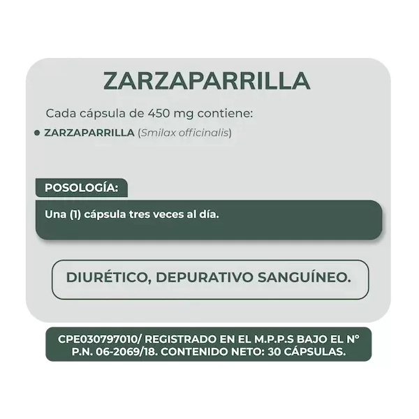 Zarzaparrilla 450Mg X 30 Cápsulas Herbaplant - Imagen 2