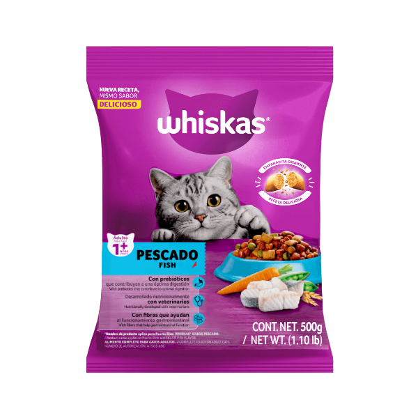 Whiskas Sabor A Pescado 1+Años 500G.