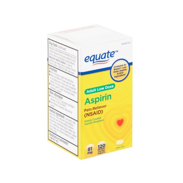 Aspirin Ácido Acetilsalicílico 81Mg X 120 Tabletas Equate